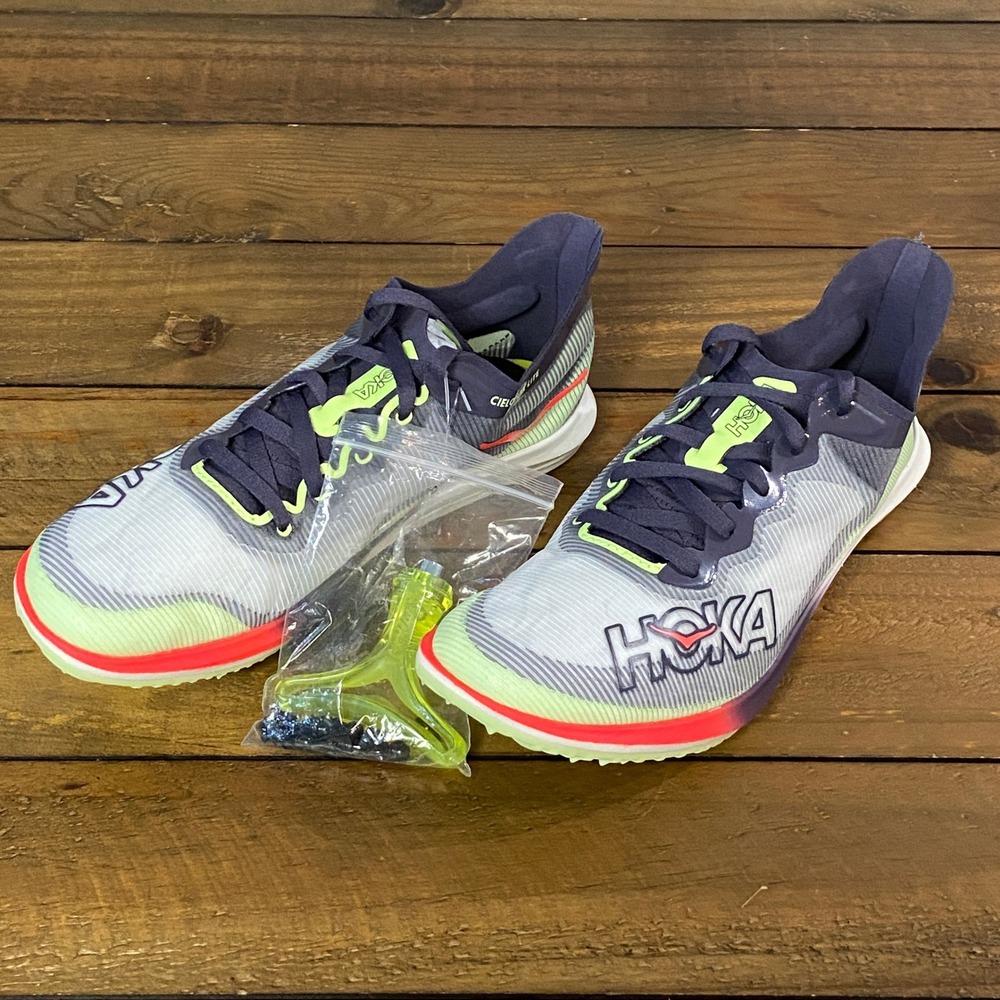 HOKA Cielo FlyX Lite Track Spikes Squid Ink Neon Yuzu Sample Men 5.5 Women 7